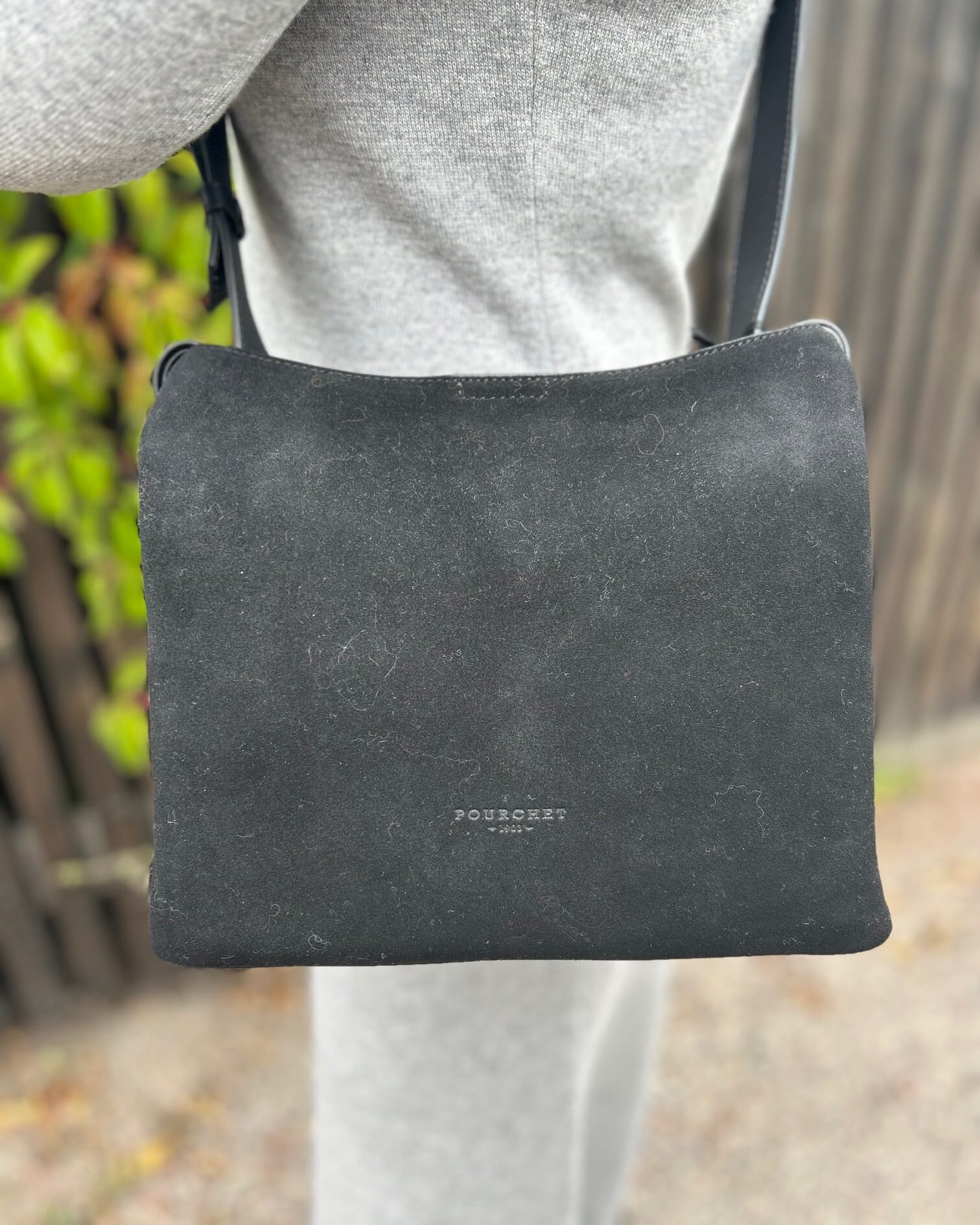 Suede leather shoulder bag
