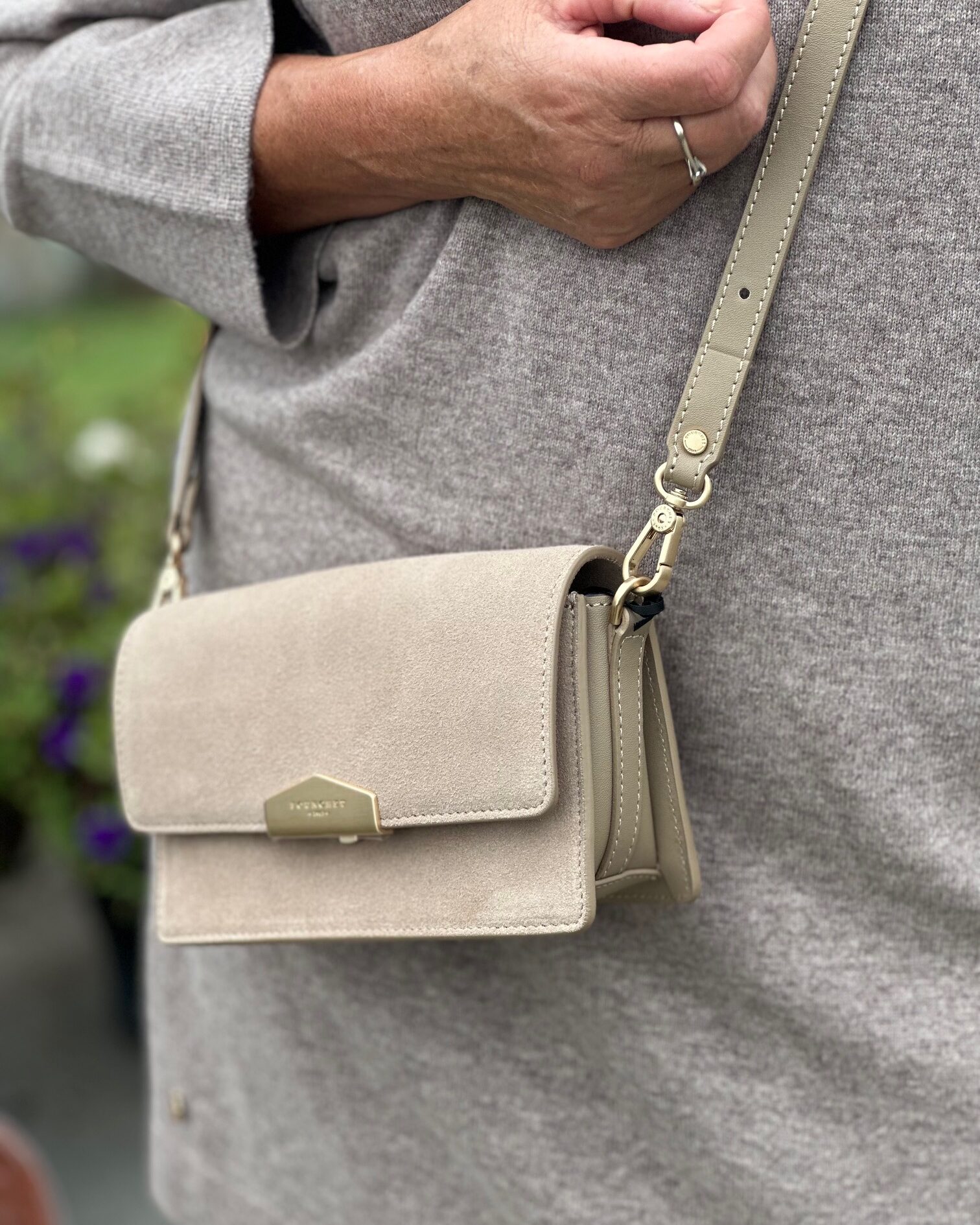 Suede leather clutch